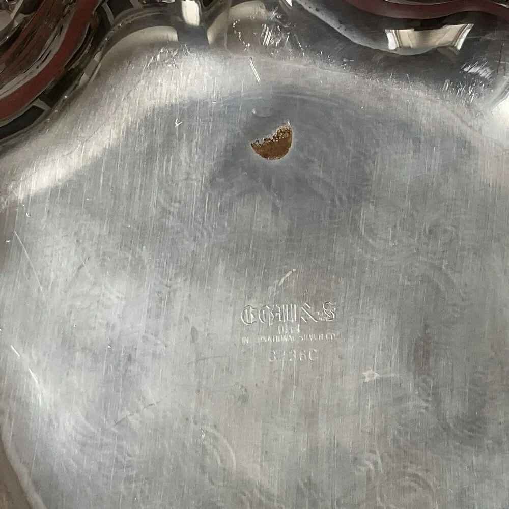 Silverplate Serving Bowl Ruffled Pierced Edge EG Webster & Sons 13.5” Ornate